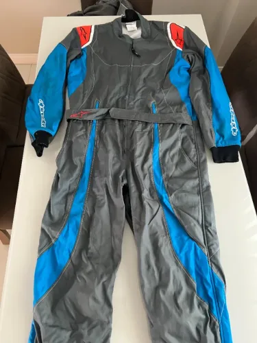 Macacão Alpinestars K-MX9 Kart 2019 - Seminovo | Cinza/Azul/Vermelho