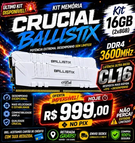 Kit de memória DDR4 2x8Gb ( 3600Mhz )