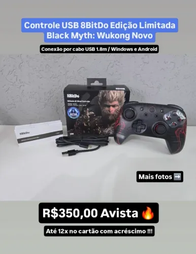 Controle pra PC USB 8BitDo Edição Black Myth Novo !!!