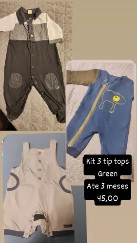Kit 3 tip tops marca Green até 3 meses