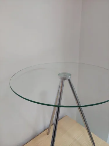 mesa rodonda apoio de vidro