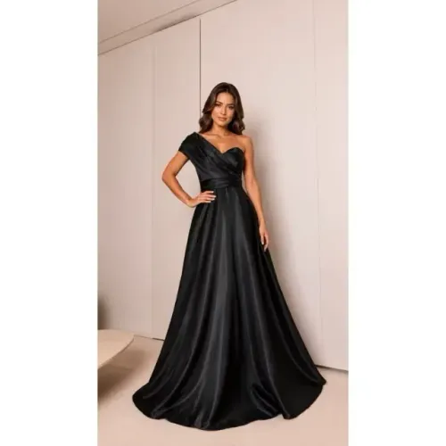 Vestido de festa elegante casamento madrinha preto