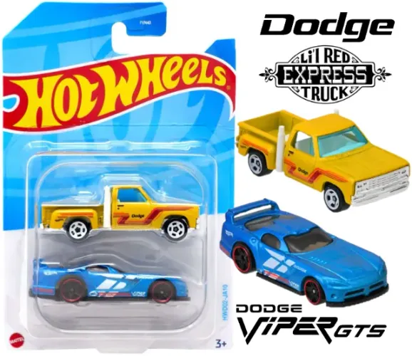 Hot Wheels 2-Pack 1978 Dodge Lil Red Express Truck & Dodge Viper GTS-R