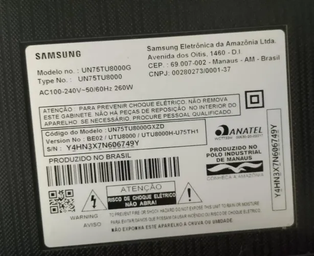 Tv 75 polegadas Samsung tela trincada