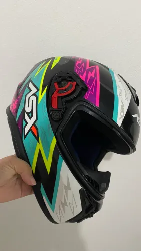 Capacete ASX Draken Thunder + Viseira Camaleão/Iridium + Sacola Race Tech ?