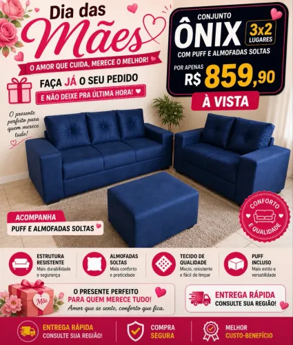 Conjunto 2x3 lugares com Puff / Direto da Fábrica 