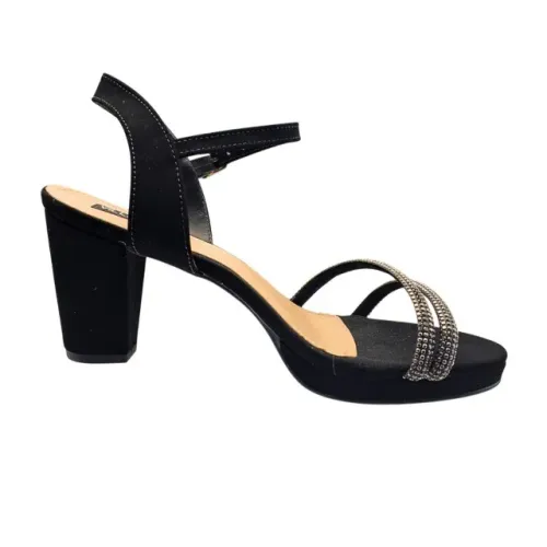 Sandália Feminina Nobuck Salto Detalhes Preta Villa Rosa Preto 2038206921