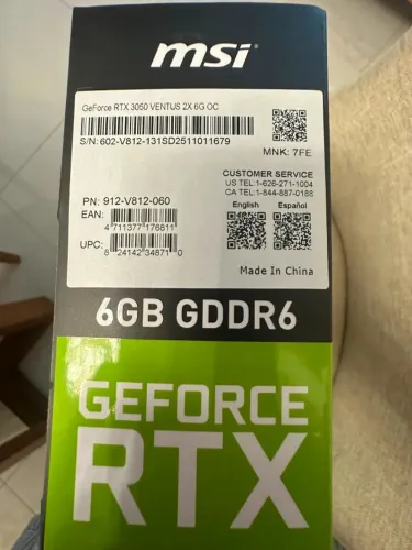 Placa de Video MSI GeForce RTX 3050 Ventus OC 2X, 6GB, GDDR6, 96-bit, 912-V812-060