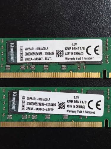 Kit Memória RAM Kingston 16GB (2x8GB) DDR3 1600MHz (Low Profile) - Desktop / Dual Channel