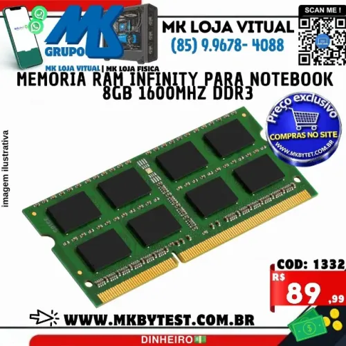 Memoria Ram infinity para Notebook 8GB 1600MHz DDR3