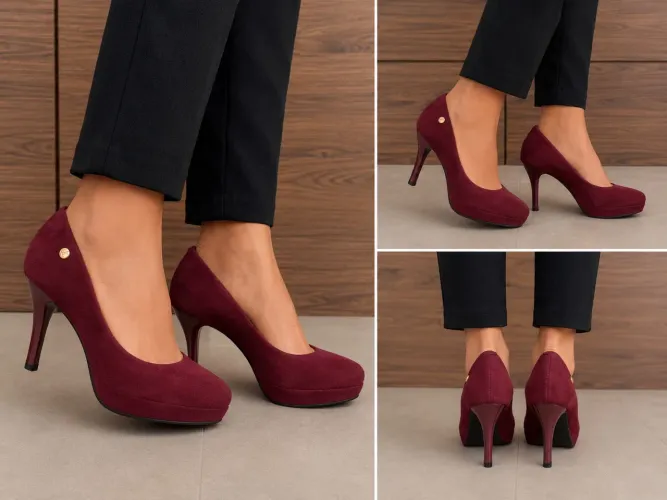 Scarpin num 35 vinho camurça Vizzano