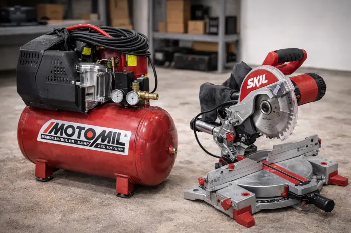 Serra 1/2 esquadria Serra circular  compressor lavadora de alta pressão 