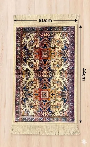 Tapete Passadeira Mini Estampa Tribal 80x44cm Com Franja