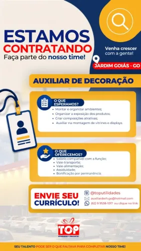 vaga: Auxiliar de Decoração - go