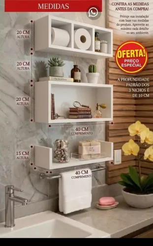 Kit prateleira multiuso 3 unidades