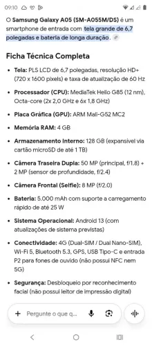 Celular Samsung a055m/ds