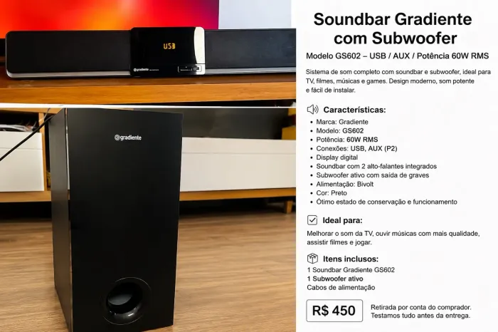 Título: Soundbar Gradiente Home Theater GS602
