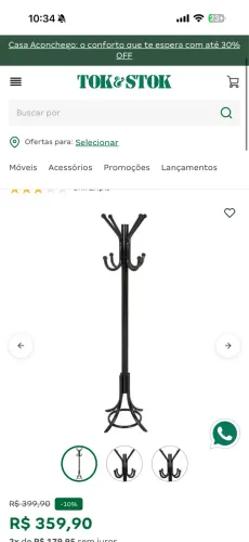 Cabideiro tok stok preto