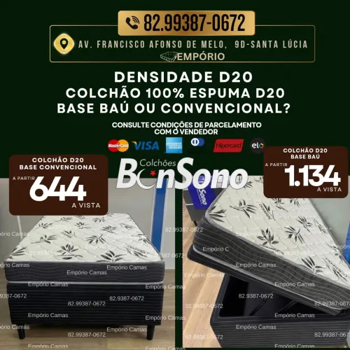 Cama solteiro D20 base baú e colchão ou base convesional e colchão Bonsono pronta entrega