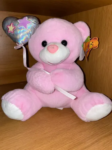 Ursinho de Pelúcia Rosa com Coração