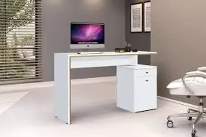 Escrivaninha Office 1Pt 2Gvs Branco.Nature J A Moveis - Entrega Rápida! 