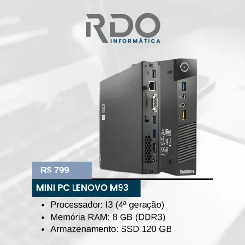 Mini PC Lenovo M93 i3 4ª Geração 8GB SSD 120GB - Computador barato!