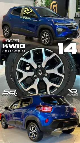 Rodas Renault Kwid Outsider preta com diamantado 3x100 novas