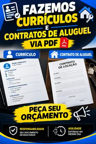 Fazemos currículos e contratos de aluguel