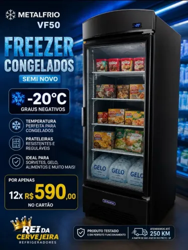Freezer vertical metalfrio frosfree semi nova 597 litros por 12xR$590 watsap *