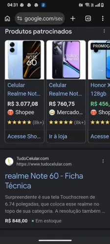 REALMI NOTE 60 EM PERFEITO ESTADO!! ESTOU VENDENDO POIS ESTOU PRECISANDO DE DINHEIRO