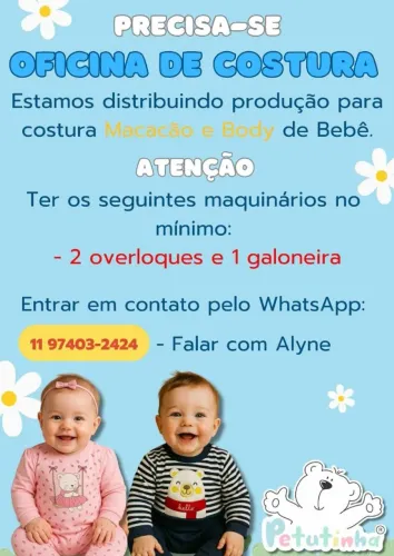 Serviço disponivel para oficina de costura externa 