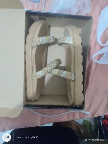 Sandália Papete Vizzano Nude com Brilhos