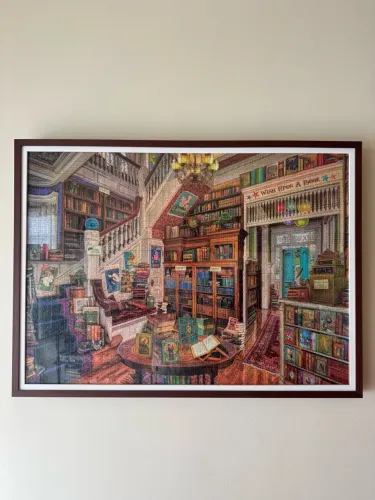 Quadro Decorativo Quebra-Cabeça Grow 2.000 Peças Livraria com Moldura e Vidro