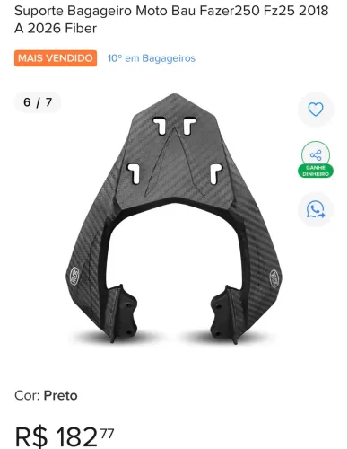 Suporte do Baú Fazer 250cc
