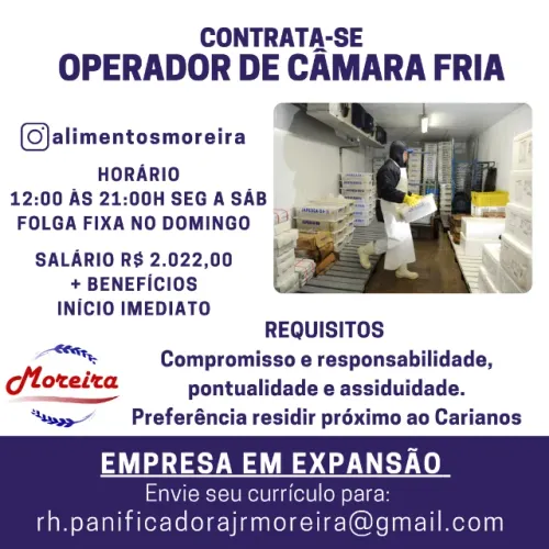 CONTRATA-SE OP CÂMARA FRIA (CARIANOS)
