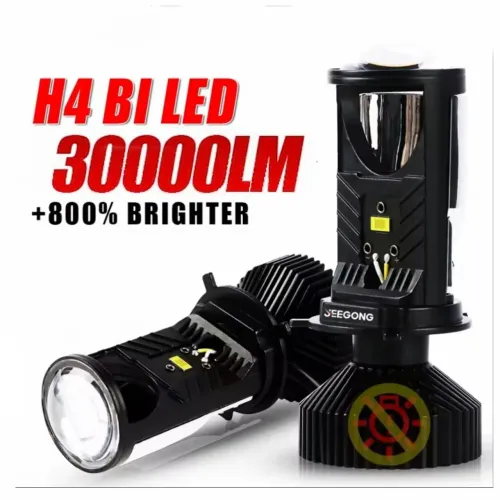 farol LED H4 30.000LM- 6000KA Projetor Brilho e Eficiência