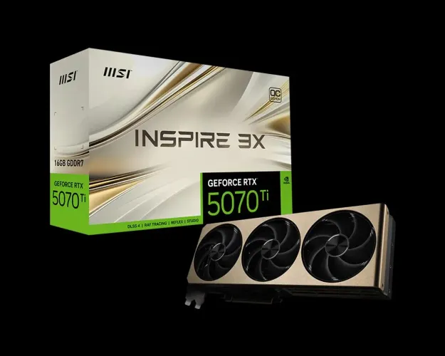 PLACA DE VÍDEO MSI INSPIRE 3X GEFORCE RTX 5070 Ti OC EDITION LACRADA DLSS 5