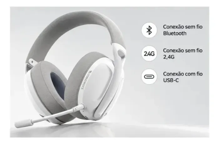 Headset Gamer Smailwolf L80 Sem Fio Tri-Modo Branco | NOVO LACRADO