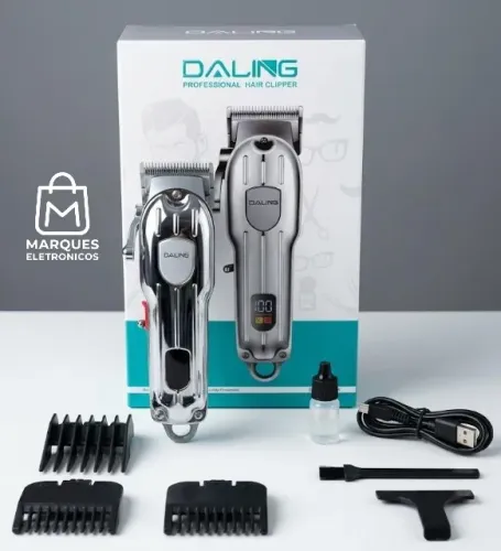 MÁQUINA DE CORTAR CABELO PROFISSIONAL DALING SEM FIO COM DISPLAY DIGITAL 