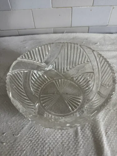 Vaso Centro de Mesa Em Cristal Antigo Bohemia