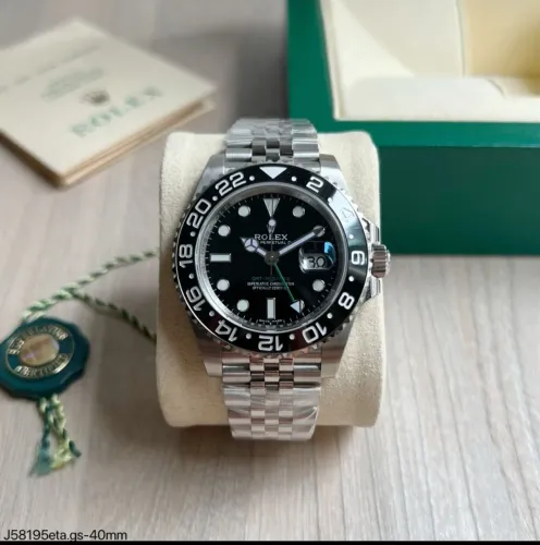 Relógio Rolex GMT Black Silver ETA Suíço Exclusivo