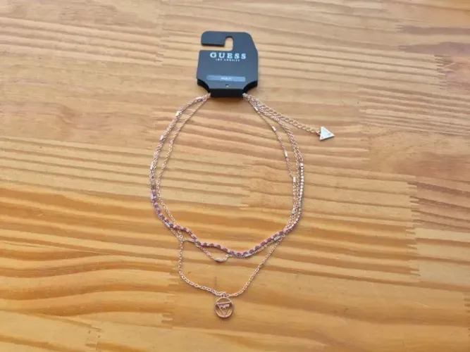 Colar Original Guess Multi. 3 Em 1. Rosê Gold. Novo!