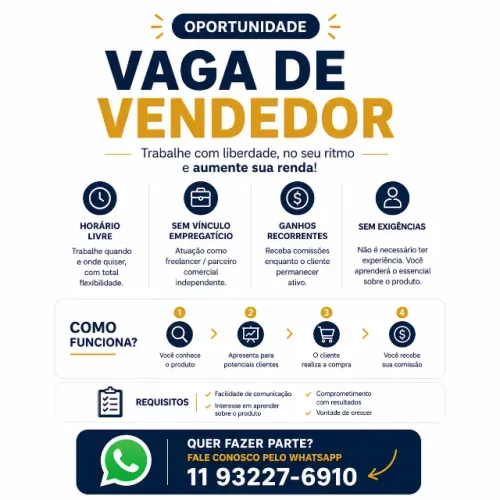 Vaga: Vendedor(a ) | Parceiro(a) Comercial