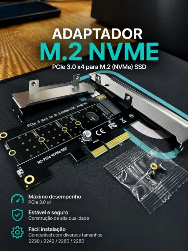 Adaptador pcie 3.0 x4 para ssd m2 NVME