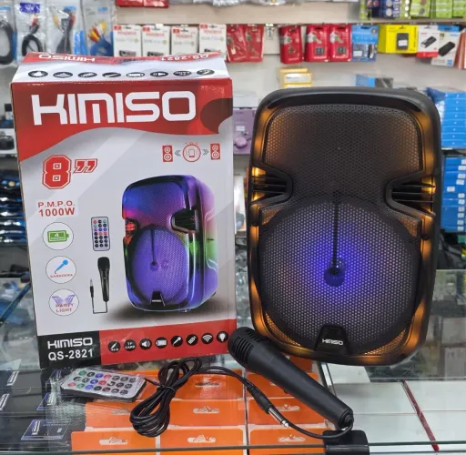 caixa de som KIMISO QS-2821" TRANSPARENTE " ?acompanha microfone e controle remoto