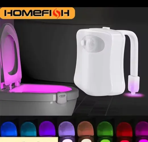 Luz noturna led sem fio com sensor 8 cores de banheiro