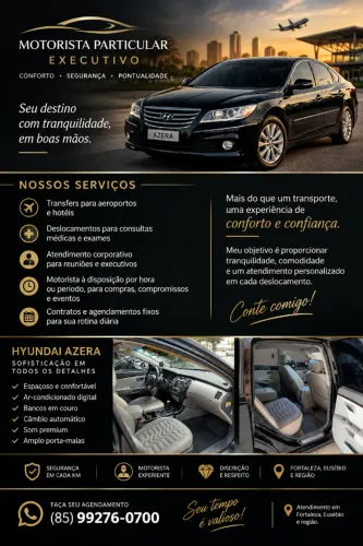 MOTORISTA PARTICULAR EXECUTIVO | HYUNDAI AZERA | FORTALEZA E REGIÃO.