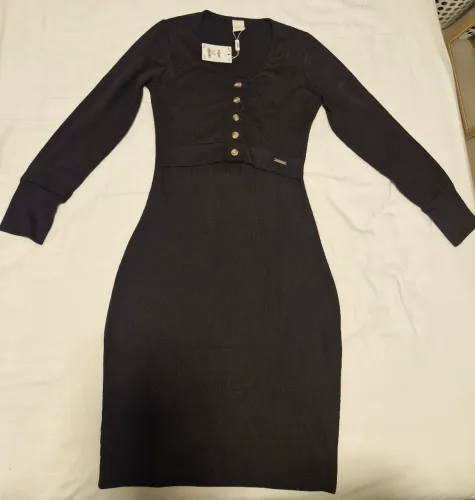 Vestido Midi Preto Canelado - Tam P
