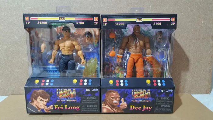 Lote 2 Bonecos Street Fighter II Dee Jay e Fei Long 18 Cm Articulados Jada Toys Lacrado