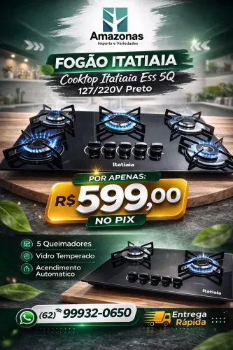 Cooktop Itatiaia 5 Bocas ESS Preto | Novo | R$ 599 no Pix